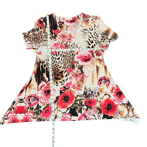 Blue Mood (M) Floral Leapoard Print casual rayon Top - Picture 4 of 10